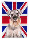 Schnauzer with English Union Jack British Flag House Flag 28x40 Porch Sleeve Pole Decorative Outside Yard Banner Artwork Wall Hanging, Polyester