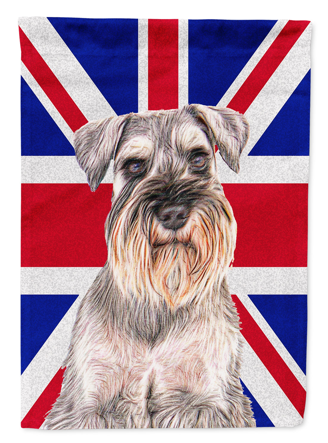Schnauzer with English Union Jack British Flag House Flag 28x40 Porch Sleeve Pole Decorative Outside Yard Banner Artwork Wall Hanging, Polyester
