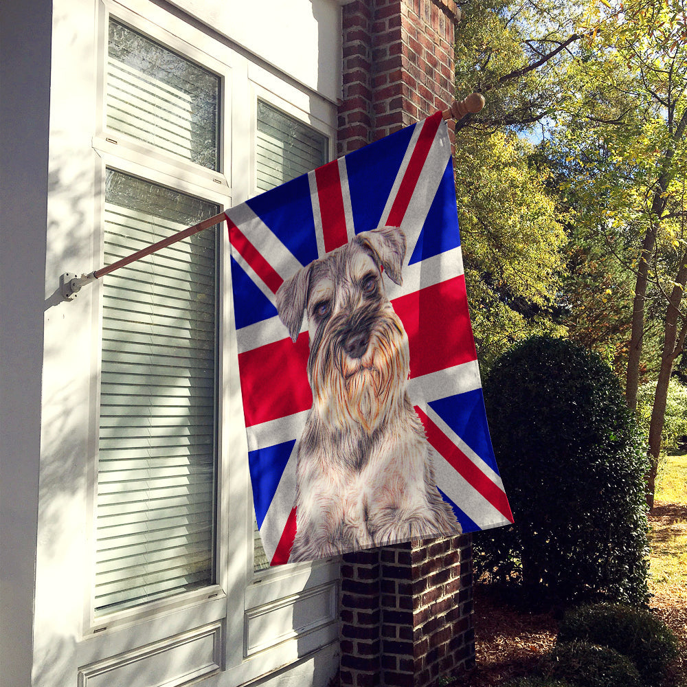 Schnauzer with English Union Jack British Flag House Flag 28x40 Porch Sleeve Pole Decorative Outside Yard Banner Artwork Wall Hanging, Polyester