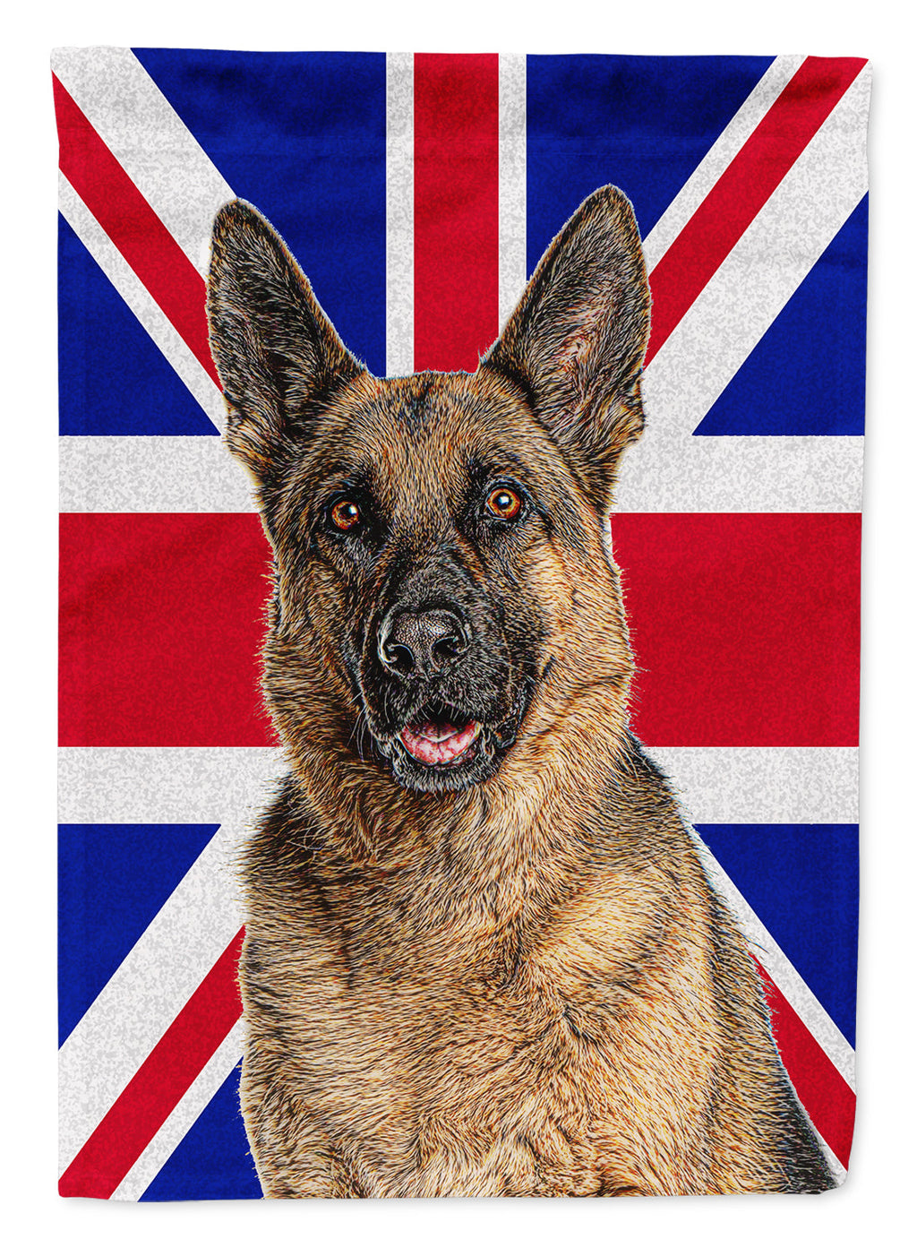 German Shepherd with English Union Jack British Flag House Flag 28x40 Porch Sleeve Pole Decorative Outside Yard Banner Artwork Wall Hanging, Polyester