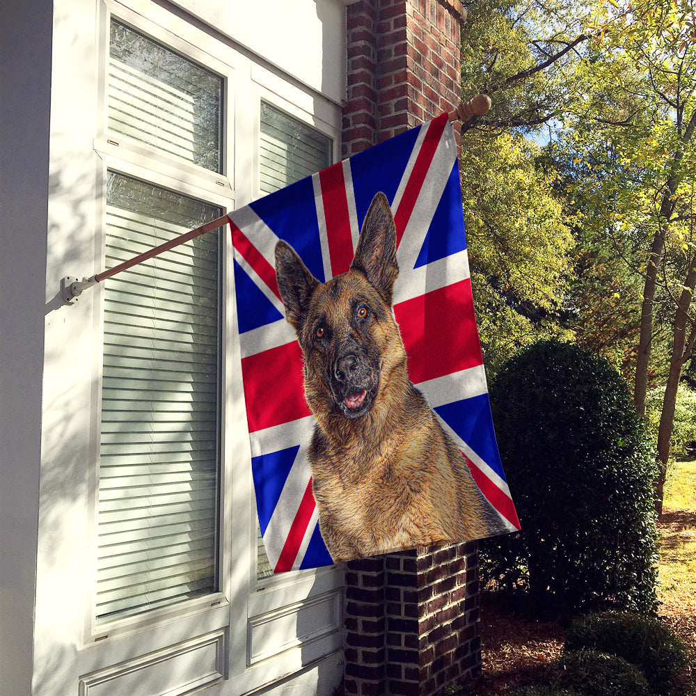 German Shepherd with English Union Jack British Flag House Flag 28x40 Porch Sleeve Pole Decorative Outside Yard Banner Artwork Wall Hanging, Polyester