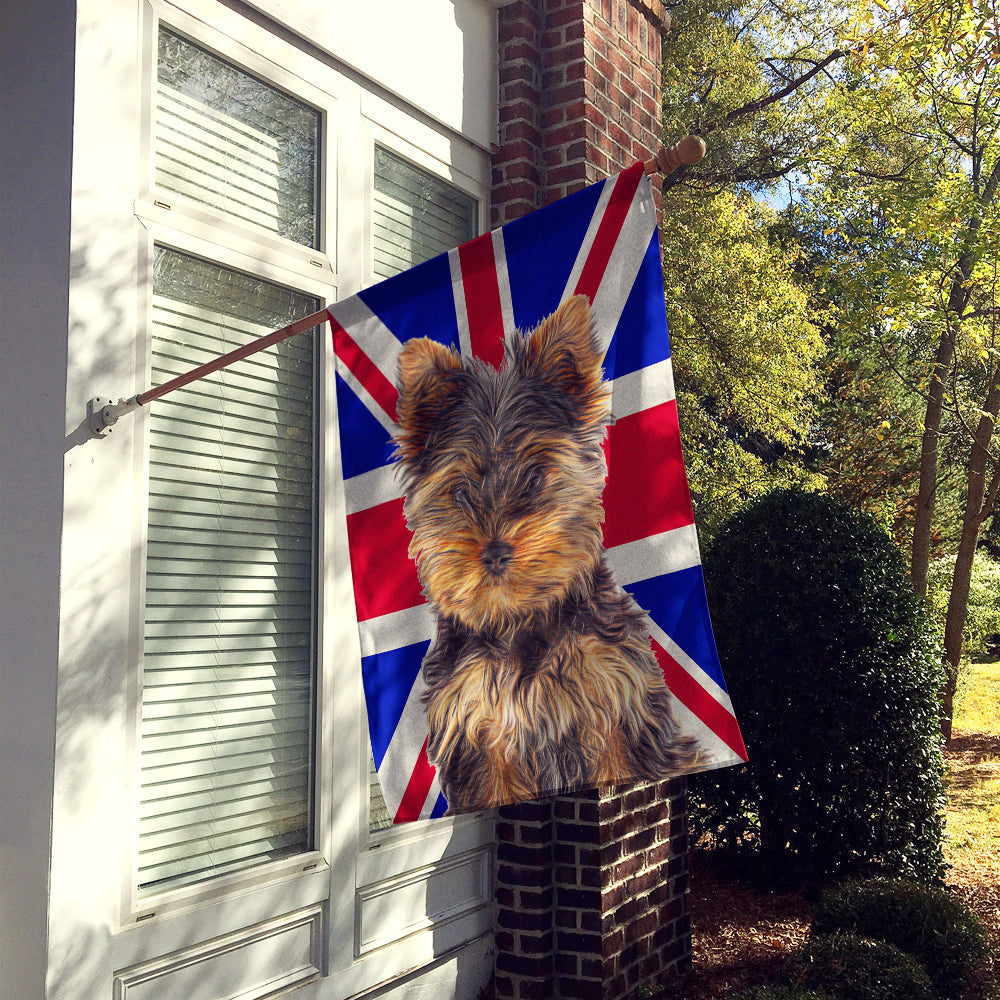 Yorkie Puppy / Yorkshire Terrier with English Union Jack British Flag House Flag 28x40 Porch Sleeve Pole Decorative Outside Yard Banner Artwork Wall Hanging, Polyester