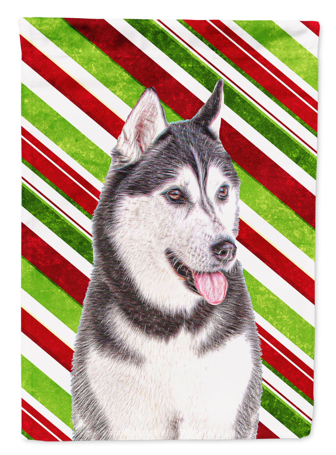 Candy Cane Holiday Christmas Alaskan Malamute House Flag 28x40 Porch Sleeve Pole Decorative Outside Yard Banner Artwork Wall Hanging, Polyester