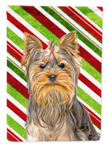 Candy Cane Holiday Christmas Yorkie / Yorkshire Terrier House Flag 28x40 Porch Sleeve Pole Decorative Outside Yard Banner Artwork Wall Hanging, Polyester