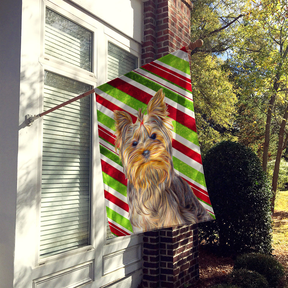 Candy Cane Holiday Christmas Yorkie / Yorkshire Terrier House Flag 28x40 Porch Sleeve Pole Decorative Outside Yard Banner Artwork Wall Hanging, Polyester