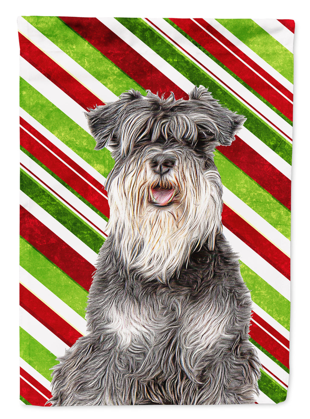 Candy Cane Holiday Christmas Schnauzer House Flag 28x40 Porch Sleeve Pole Decorative Outside Yard Banner Artwork Wall Hanging, Polyester