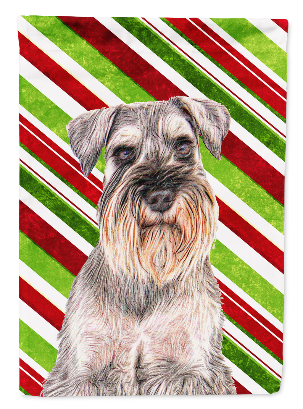 Candy Cane Holiday Christmas Schnauzer House Flag 28x40 Porch Sleeve Pole Decorative Outside Yard Banner Artwork Wall Hanging, Polyester