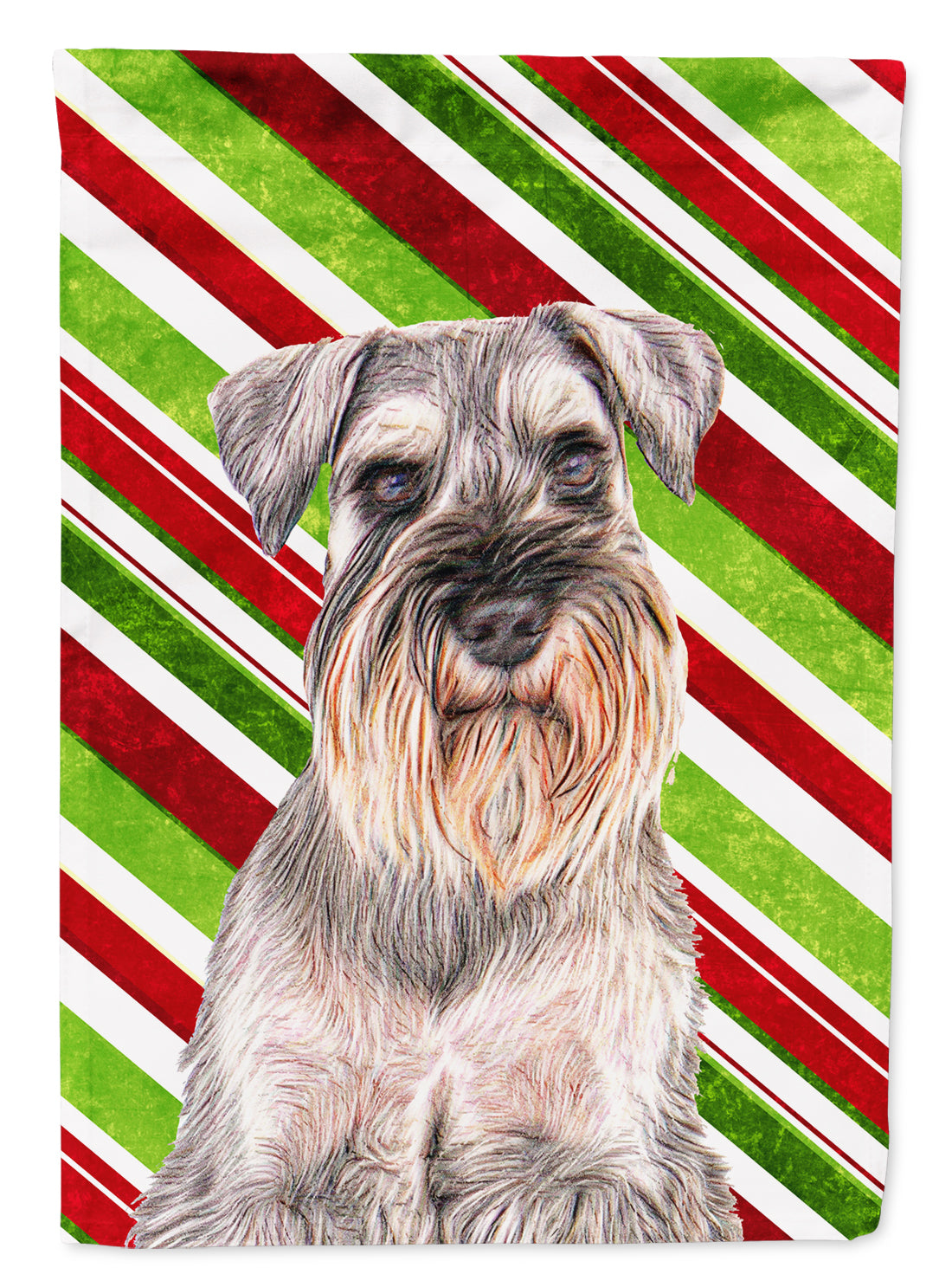 Candy Cane Holiday Christmas Schnauzer House Flag 28x40 Porch Sleeve Pole Decorative Outside Yard Banner Artwork Wall Hanging, Polyester