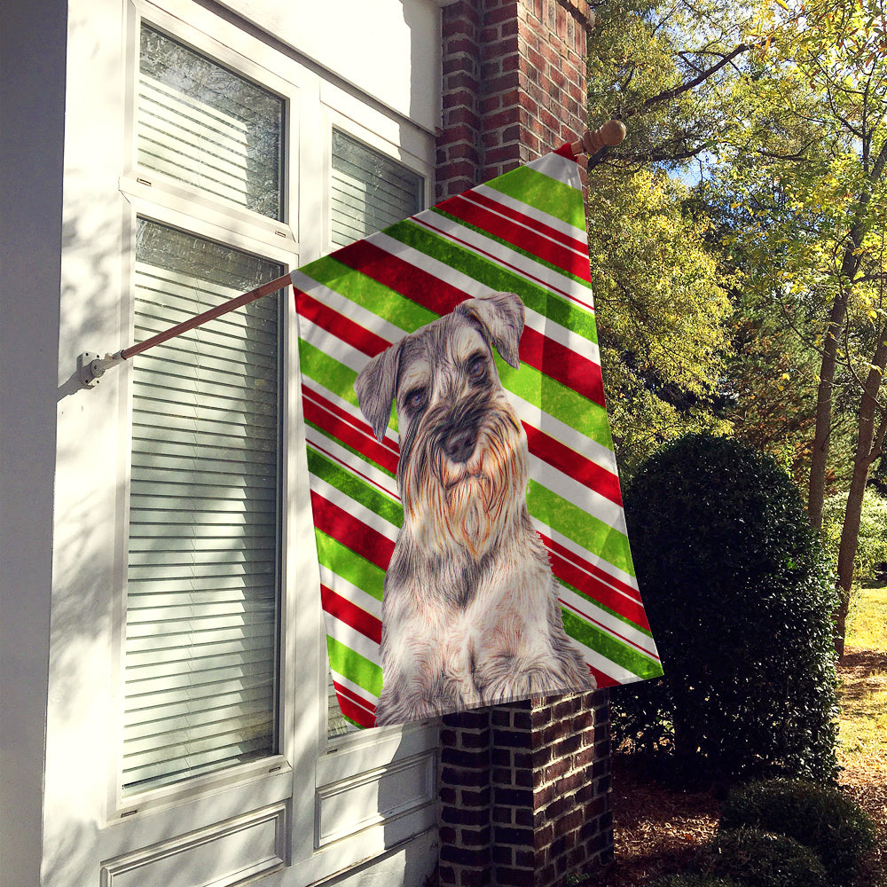 Candy Cane Holiday Christmas Schnauzer House Flag 28x40 Porch Sleeve Pole Decorative Outside Yard Banner Artwork Wall Hanging, Polyester