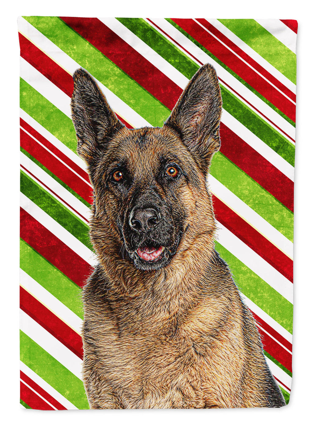 Candy Cane Holiday Christmas German Shepherd House Flag 28x40 Porch Sleeve Pole Decorative Outside Yard Banner Artwork Wall Hanging, Polyester