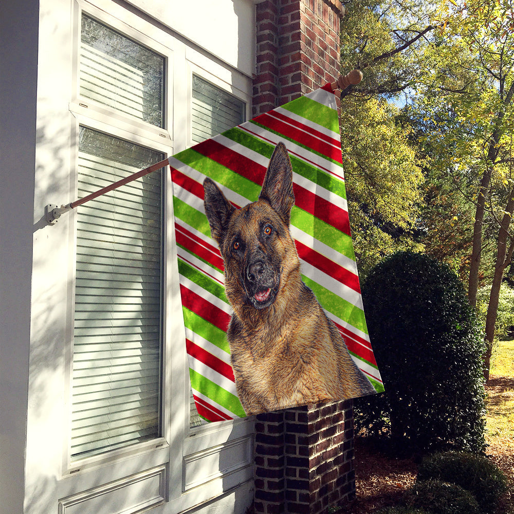 Candy Cane Holiday Christmas German Shepherd House Flag 28x40 Porch Sleeve Pole Decorative Outside Yard Banner Artwork Wall Hanging, Polyester