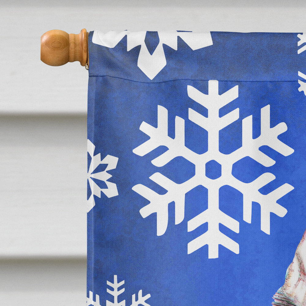Winter Snowflakes Holiday Alaskan Malamute House Flag 28x40 Porch Sleeve Pole Decorative Outside Yard Banner Artwork Wall Hanging, Polyester