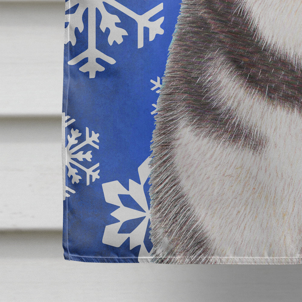 Winter Snowflakes Holiday Alaskan Malamute House Flag 28x40 Porch Sleeve Pole Decorative Outside Yard Banner Artwork Wall Hanging, Polyester