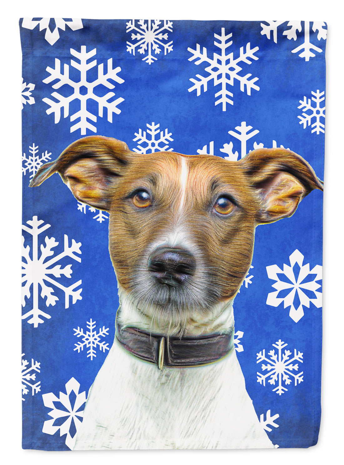 Winter Snowflakes Holiday Jack Russell Terrier House Flag 28x40 Porch Sleeve Pole Decorative Outside Yard Banner Artwork Wall Hanging, Polyester