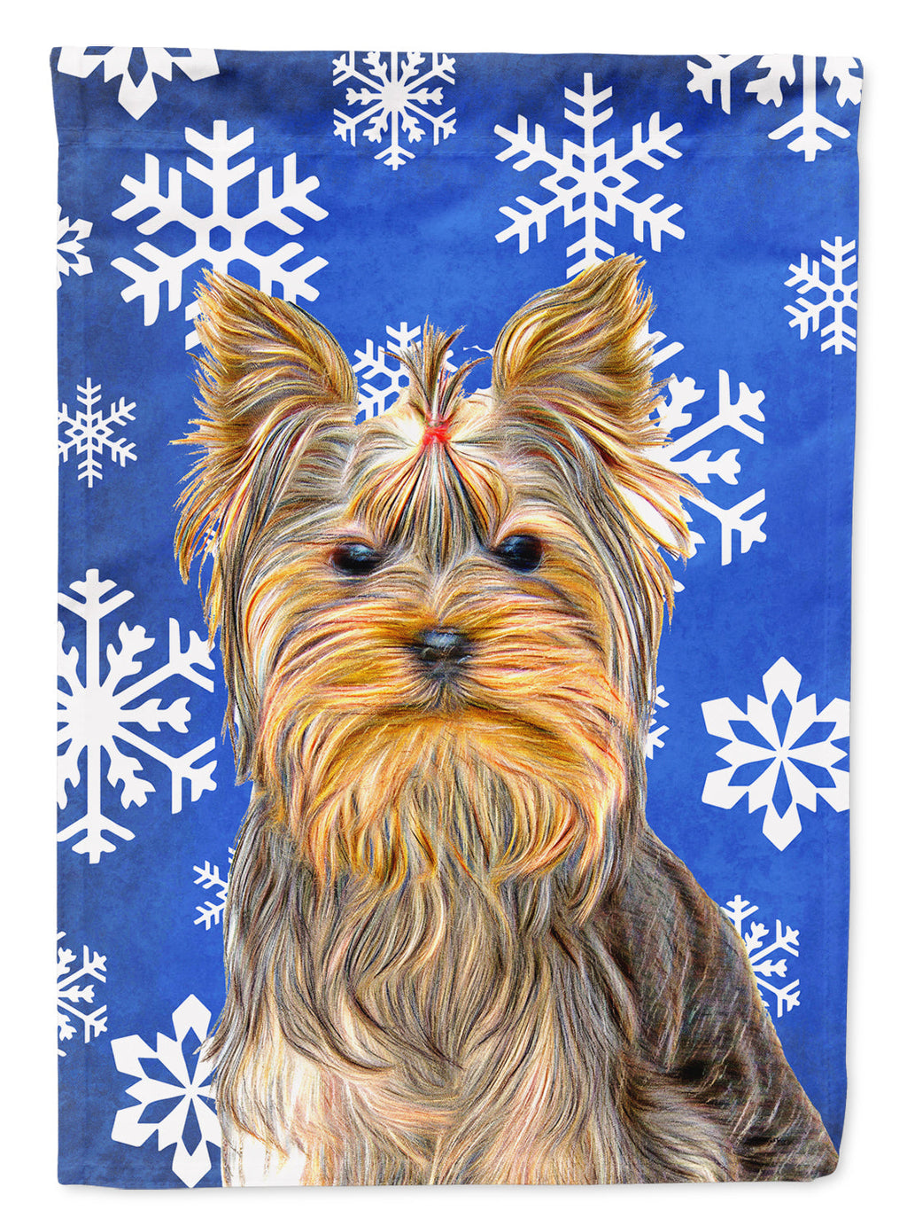 Winter Snowflakes Holiday Yorkie / Yorkshire Terrier House Flag 28x40 Porch Sleeve Pole Decorative Outside Yard Banner Artwork Wall Hanging, Polyester