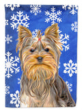 Winter Snowflakes Holiday Yorkie / Yorkshire Terrier House Flag 28x40 Porch Sleeve Pole Decorative Outside Yard Banner Artwork Wall Hanging, Polyester