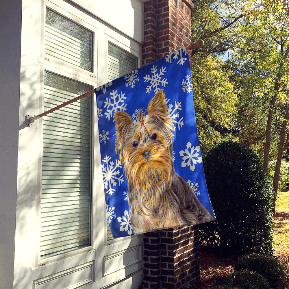 Winter Snowflakes Holiday Yorkie / Yorkshire Terrier House Flag 28x40 Porch Sleeve Pole Decorative Outside Yard Banner Artwork Wall Hanging, Polyester