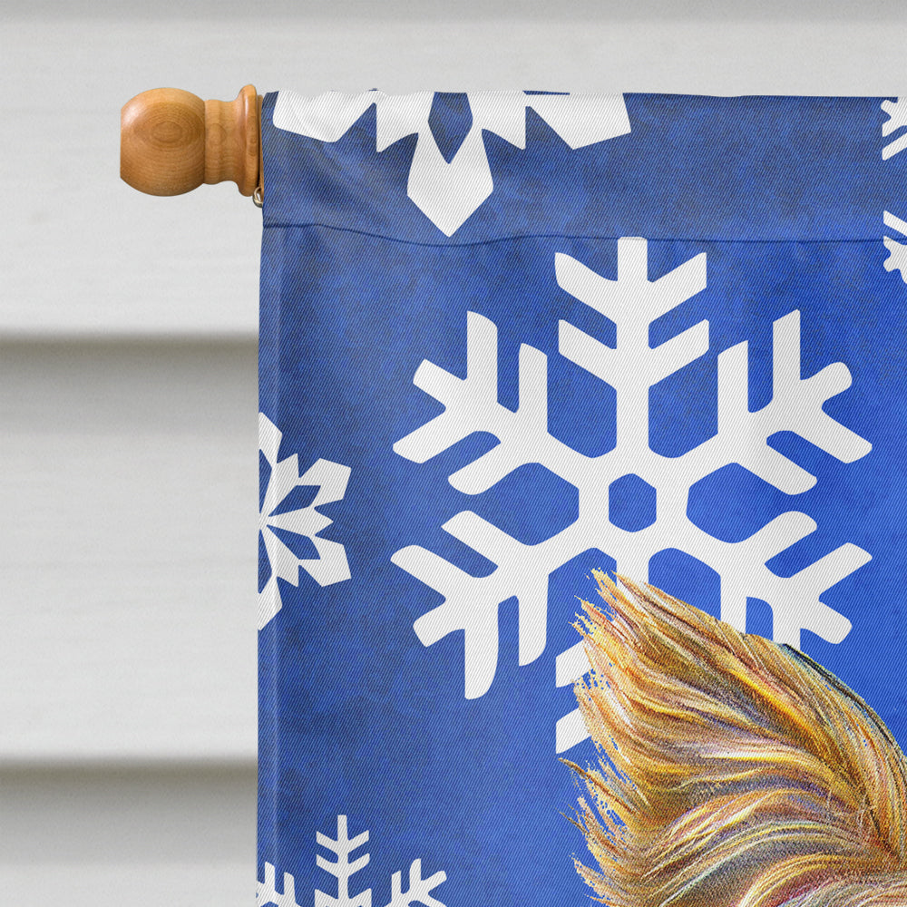 Winter Snowflakes Holiday Yorkie / Yorkshire Terrier House Flag 28x40 Porch Sleeve Pole Decorative Outside Yard Banner Artwork Wall Hanging, Polyester