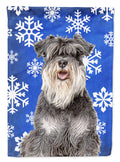 Winter Snowflakes Holiday Schnauzer House Flag 28x40 Porch Sleeve Pole Decorative Outside Yard Banner Artwork Wall Hanging, Polyester