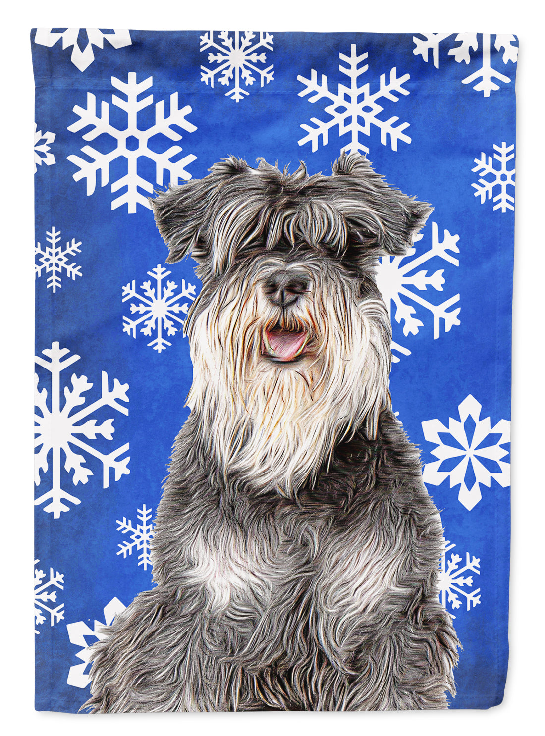 Winter Snowflakes Holiday Schnauzer House Flag 28x40 Porch Sleeve Pole Decorative Outside Yard Banner Artwork Wall Hanging, Polyester