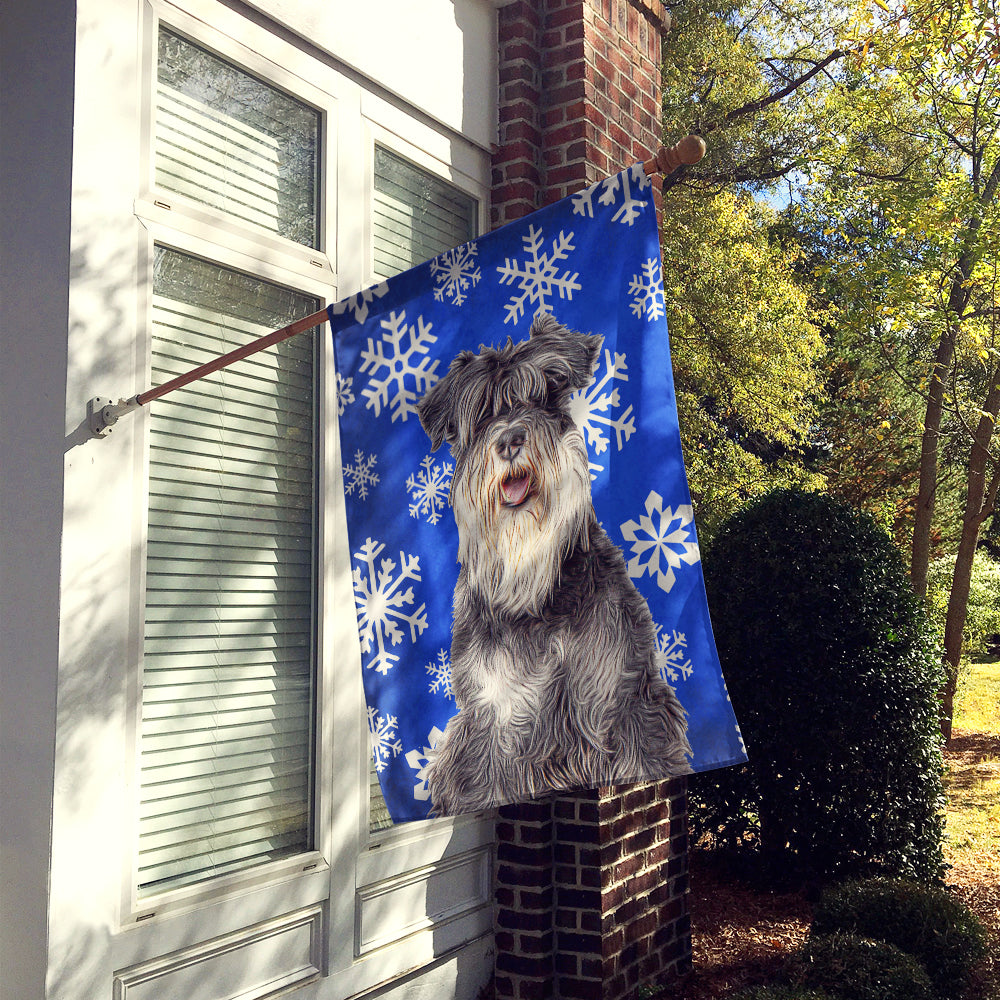 Winter Snowflakes Holiday Schnauzer House Flag 28x40 Porch Sleeve Pole Decorative Outside Yard Banner Artwork Wall Hanging, Polyester