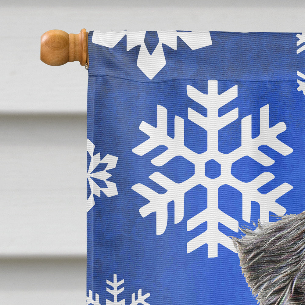 Winter Snowflakes Holiday Schnauzer House Flag 28x40 Porch Sleeve Pole Decorative Outside Yard Banner Artwork Wall Hanging, Polyester