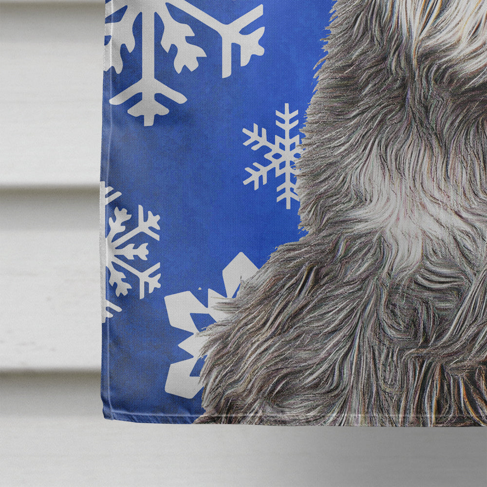 Winter Snowflakes Holiday Schnauzer House Flag 28x40 Porch Sleeve Pole Decorative Outside Yard Banner Artwork Wall Hanging, Polyester