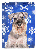 Winter Snowflakes Holiday Schnauzer House Flag 28x40 Porch Sleeve Pole Decorative Outside Yard Banner Artwork Wall Hanging, Polyester