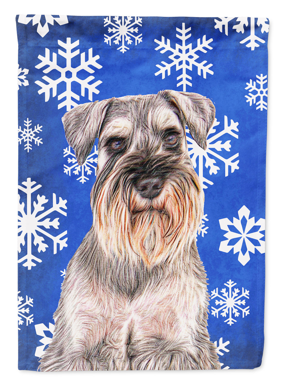 Winter Snowflakes Holiday Schnauzer House Flag 28x40 Porch Sleeve Pole Decorative Outside Yard Banner Artwork Wall Hanging, Polyester