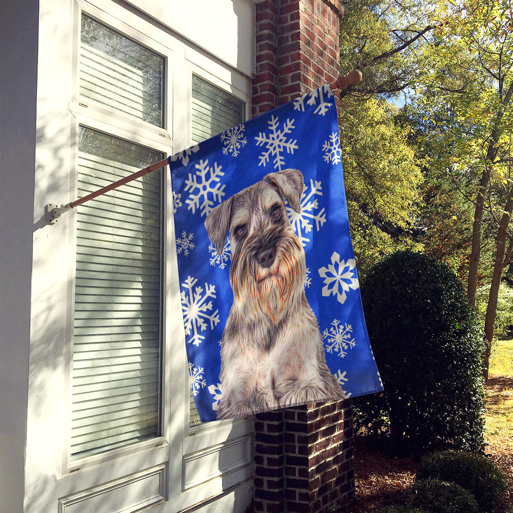 Winter Snowflakes Holiday Schnauzer House Flag 28x40 Porch Sleeve Pole Decorative Outside Yard Banner Artwork Wall Hanging, Polyester