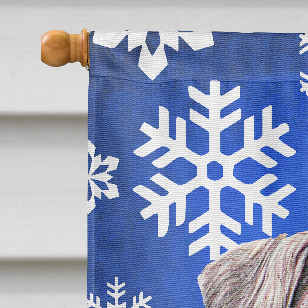 Winter Snowflakes Holiday Schnauzer House Flag 28x40 Porch Sleeve Pole Decorative Outside Yard Banner Artwork Wall Hanging, Polyester