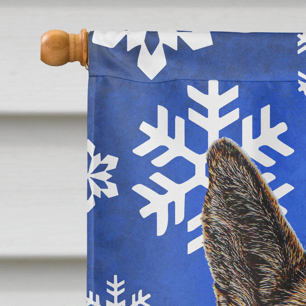 Winter Snowflakes Holiday German Shepherd House Flag 28x40 Porch Sleeve Pole Decorative Outside Yard Banner Artwork Wall Hanging, Polyester