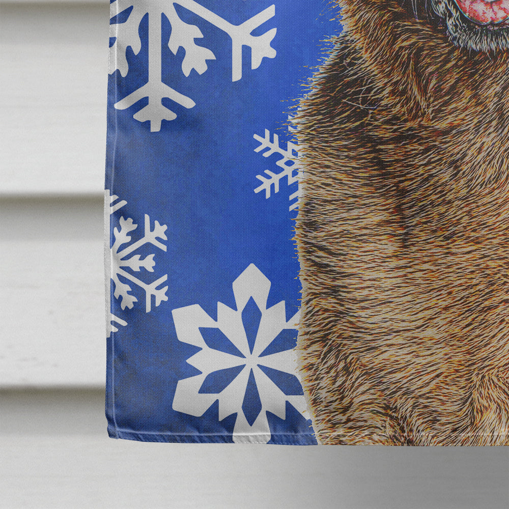 Winter Snowflakes Holiday German Shepherd House Flag 28x40 Porch Sleeve Pole Decorative Outside Yard Banner Artwork Wall Hanging, Polyester