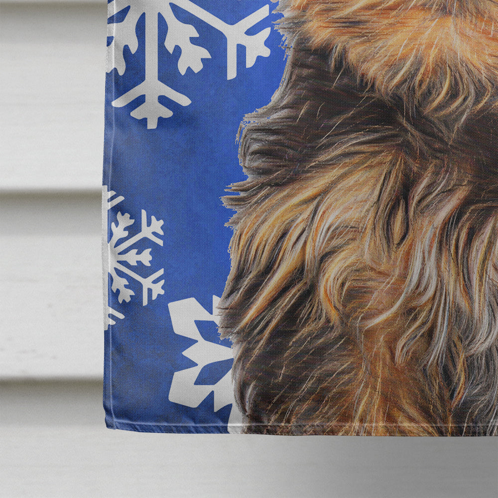 Winter Snowflakes Holiday Yorkie Puppy / Yorkshire Terrier House Flag 28x40 Porch Sleeve Pole Decorative Outside Yard Banner Artwork Wall Hanging, Polyester