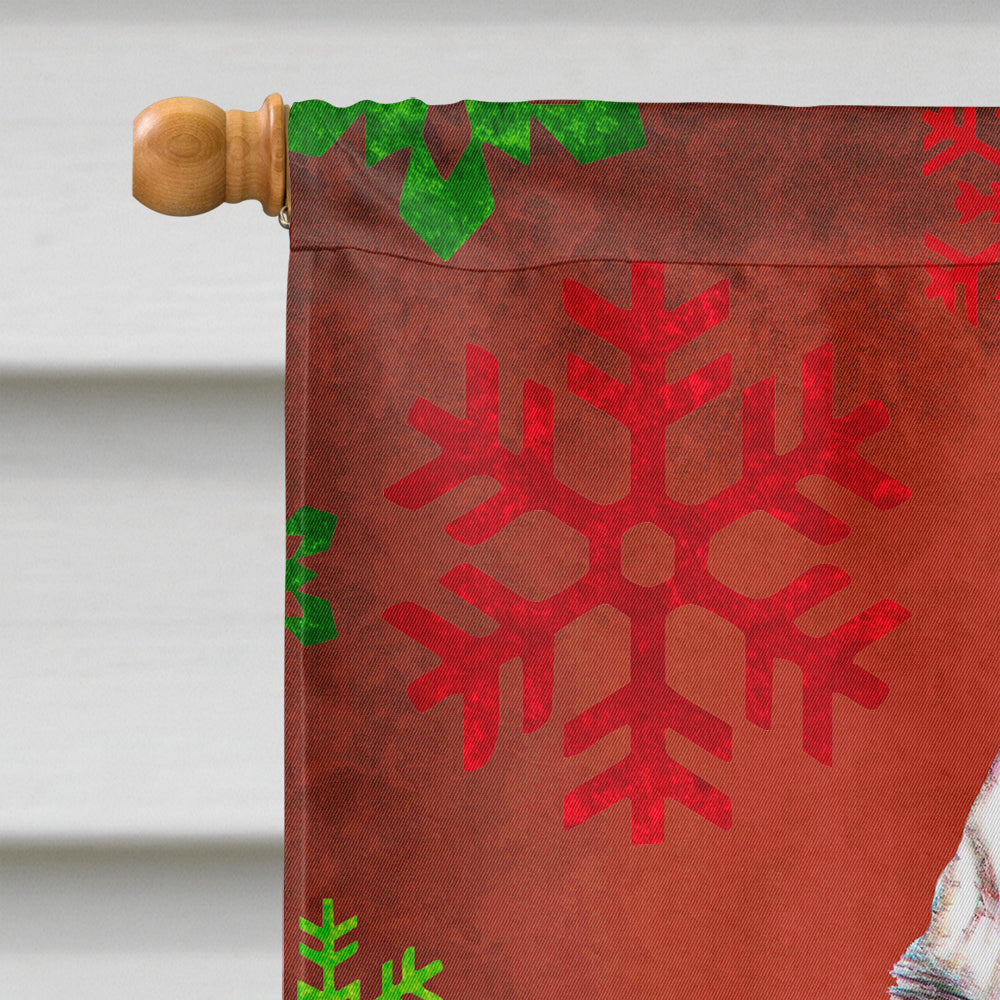 Red Snowflakes Holiday Christmas  Alaskan Malamute House Flag 28x40 Porch Sleeve Pole Decorative Outside Yard Banner Artwork Wall Hanging, Polyester