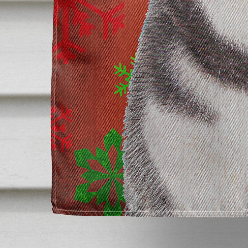 Red Snowflakes Holiday Christmas  Alaskan Malamute House Flag 28x40 Porch Sleeve Pole Decorative Outside Yard Banner Artwork Wall Hanging, Polyester