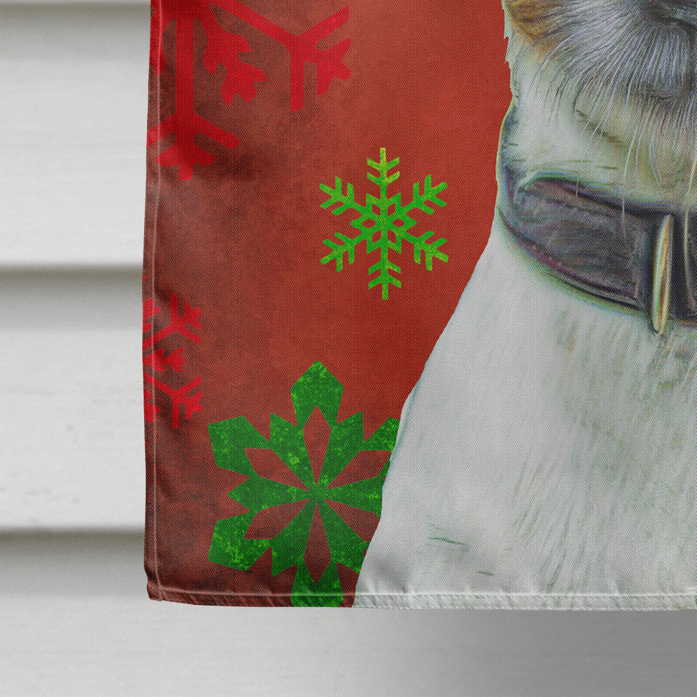 Red Snowflakes Holiday Christmas  Jack Russell Terrier House Flag 28x40 Porch Sleeve Pole Decorative Outside Yard Banner Artwork Wall Hanging, Polyester