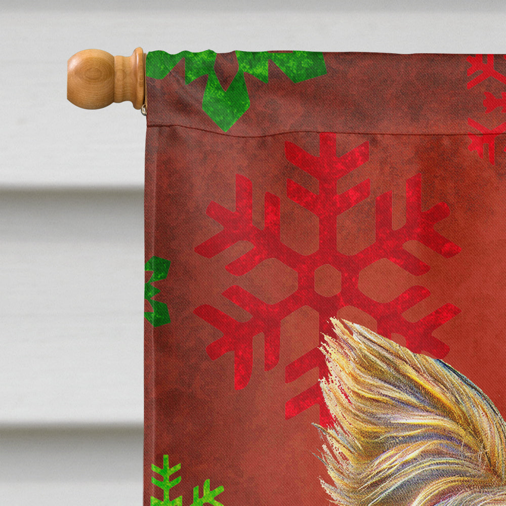 Red Snowflakes Holiday Christmas  Yorkie / Yorkshire Terrier House Flag 28x40 Porch Sleeve Pole Decorative Outside Yard Banner Artwork Wall Hanging, Polyester