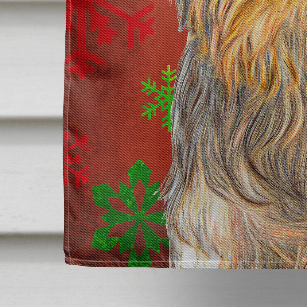 Red Snowflakes Holiday Christmas  Yorkie / Yorkshire Terrier House Flag 28x40 Porch Sleeve Pole Decorative Outside Yard Banner Artwork Wall Hanging, Polyester