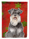 Red Snowflakes Holiday Christmas  Schnauzer House Flag 28x40 Porch Sleeve Pole Decorative Outside Yard Banner Artwork Wall Hanging, Polyester