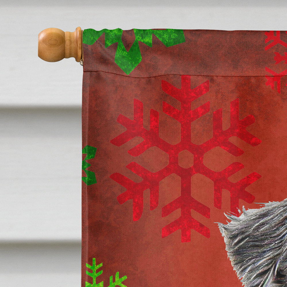 Red Snowflakes Holiday Christmas  Schnauzer House Flag 28x40 Porch Sleeve Pole Decorative Outside Yard Banner Artwork Wall Hanging, Polyester