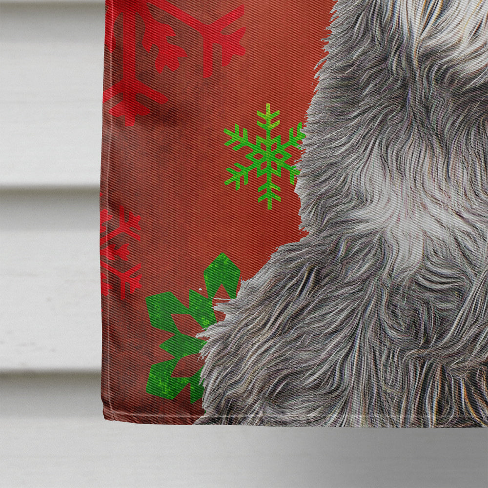 Red Snowflakes Holiday Christmas  Schnauzer House Flag 28x40 Porch Sleeve Pole Decorative Outside Yard Banner Artwork Wall Hanging, Polyester