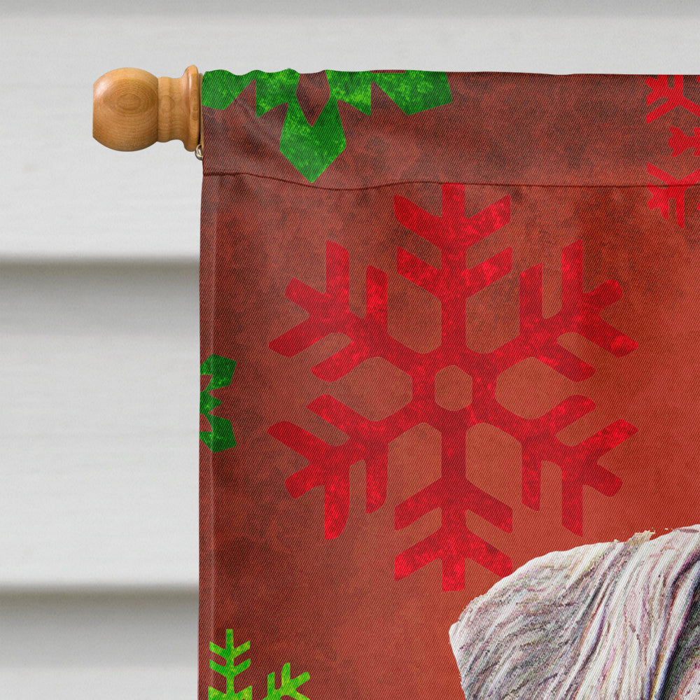 Red Snowflakes Holiday Christmas  Schnauzer House Flag 28x40 Porch Sleeve Pole Decorative Outside Yard Banner Artwork Wall Hanging, Polyester