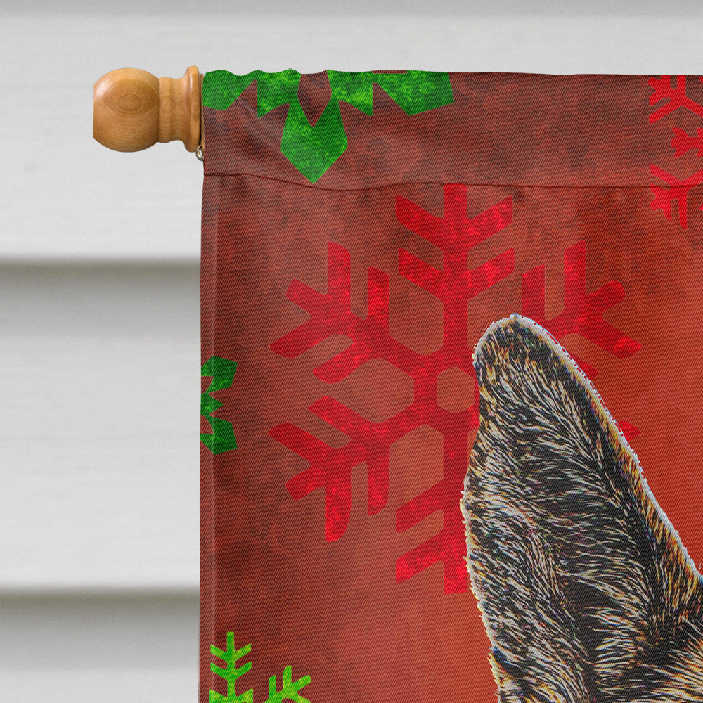 Red Snowflakes Holiday Christmas  German Shepherd House Flag 28x40 Porch Sleeve Pole Decorative Outside Yard Banner Artwork Wall Hanging, Polyester