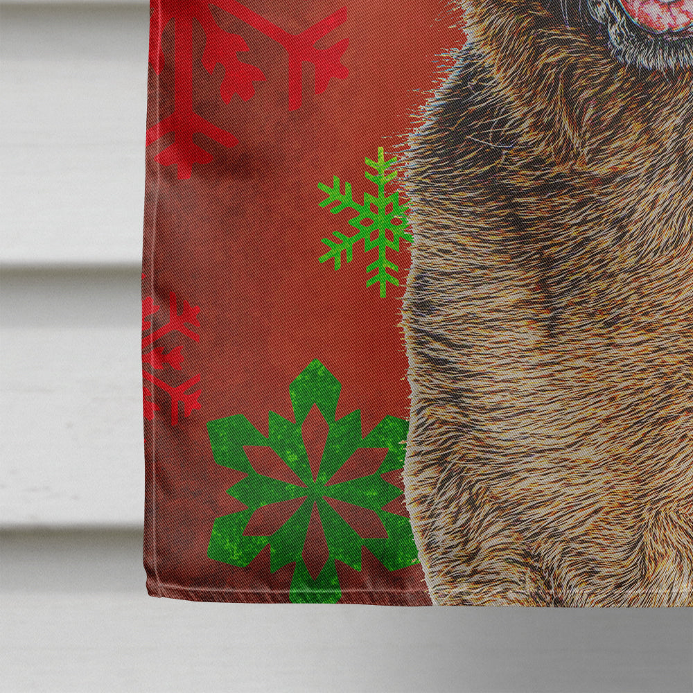 Red Snowflakes Holiday Christmas  German Shepherd House Flag 28x40 Porch Sleeve Pole Decorative Outside Yard Banner Artwork Wall Hanging, Polyester