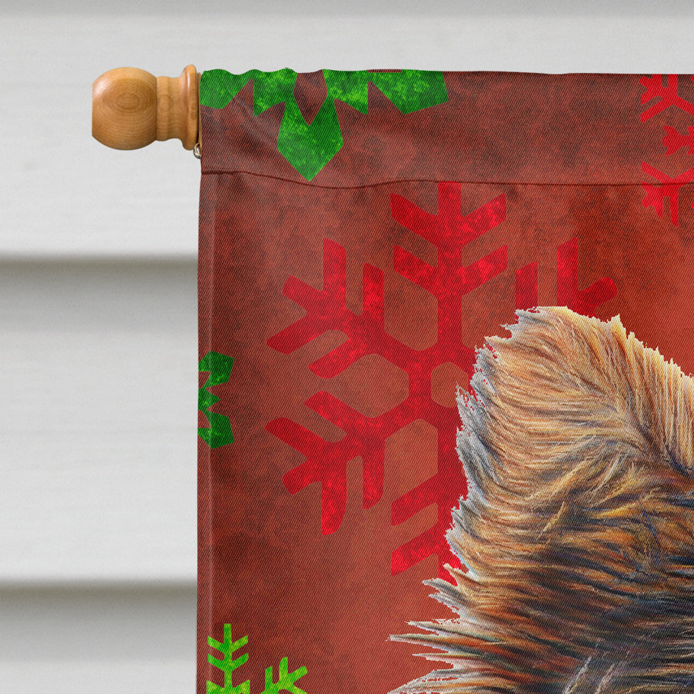 Red Snowflakes Holiday Christmas Yorkie Puppy / Yorkshire Terrier House Flag 28x40 Porch Sleeve Pole Decorative Outside Yard Banner Artwork Wall Hanging, Polyester