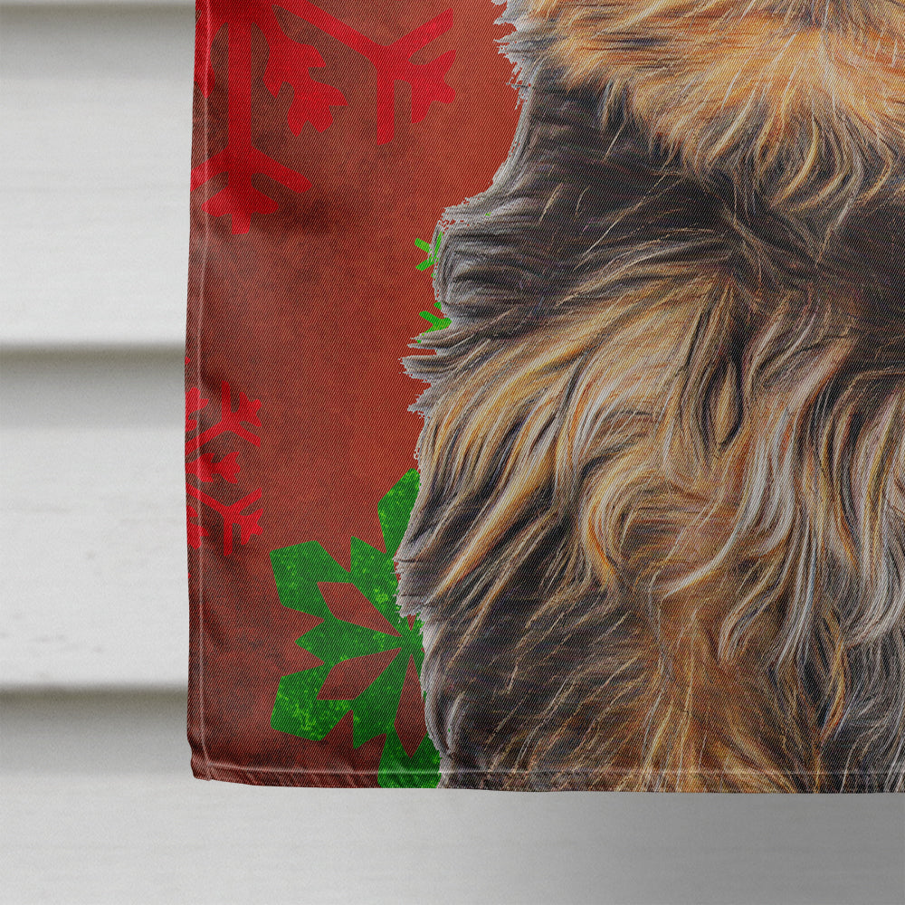 Red Snowflakes Holiday Christmas Yorkie Puppy / Yorkshire Terrier House Flag 28x40 Porch Sleeve Pole Decorative Outside Yard Banner Artwork Wall Hanging, Polyester