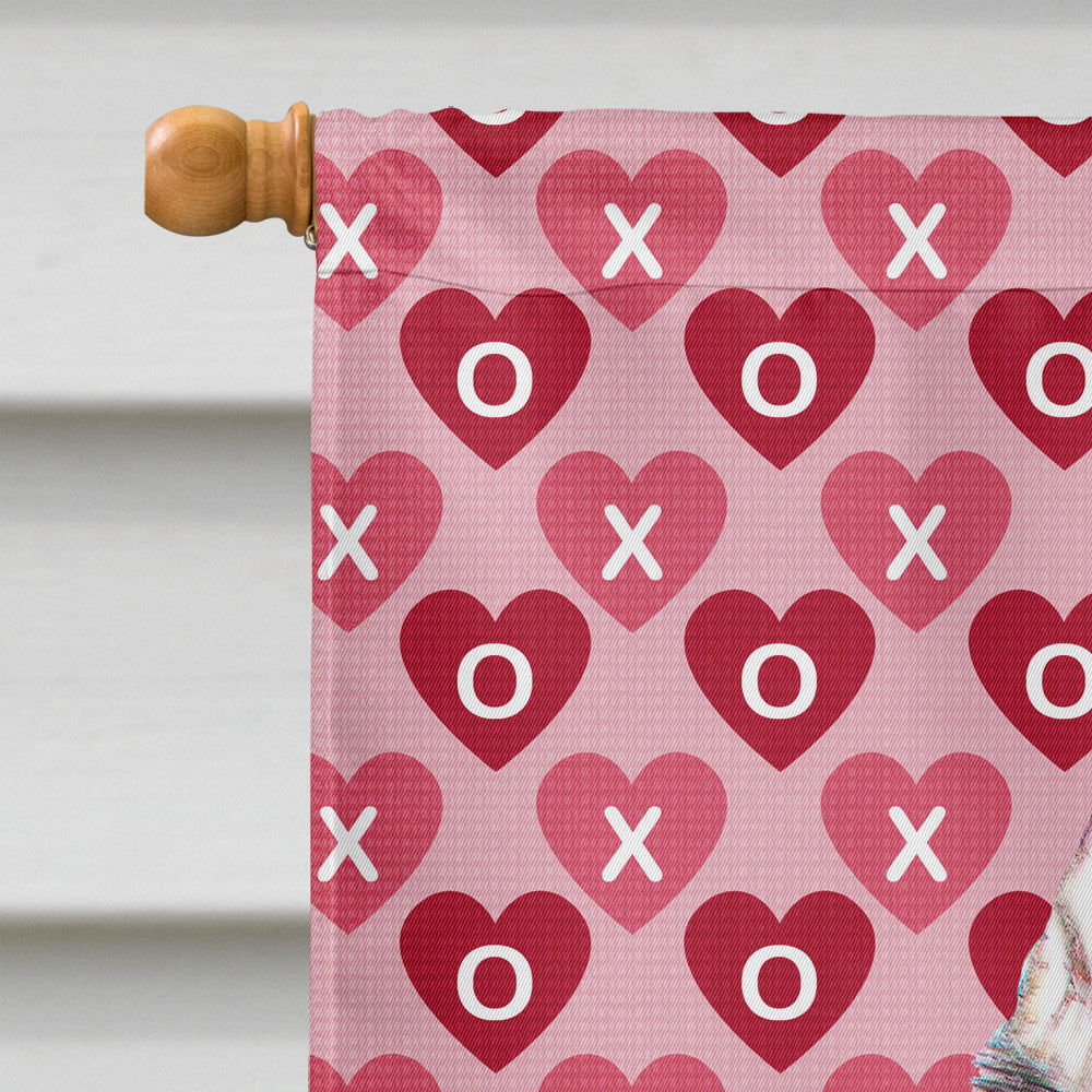 Hearts Love and Valentine's Day Alaskan Malamute House Flag 28x40 Porch Sleeve Pole Decorative Outside Yard Banner Artwork Wall Hanging, Polyester