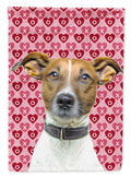 Hearts Love and Valentine's Day Jack Russell Terrier House Flag 28x40 Porch Sleeve Pole Decorative Outside Yard Banner Artwork Wall Hanging, Polyester