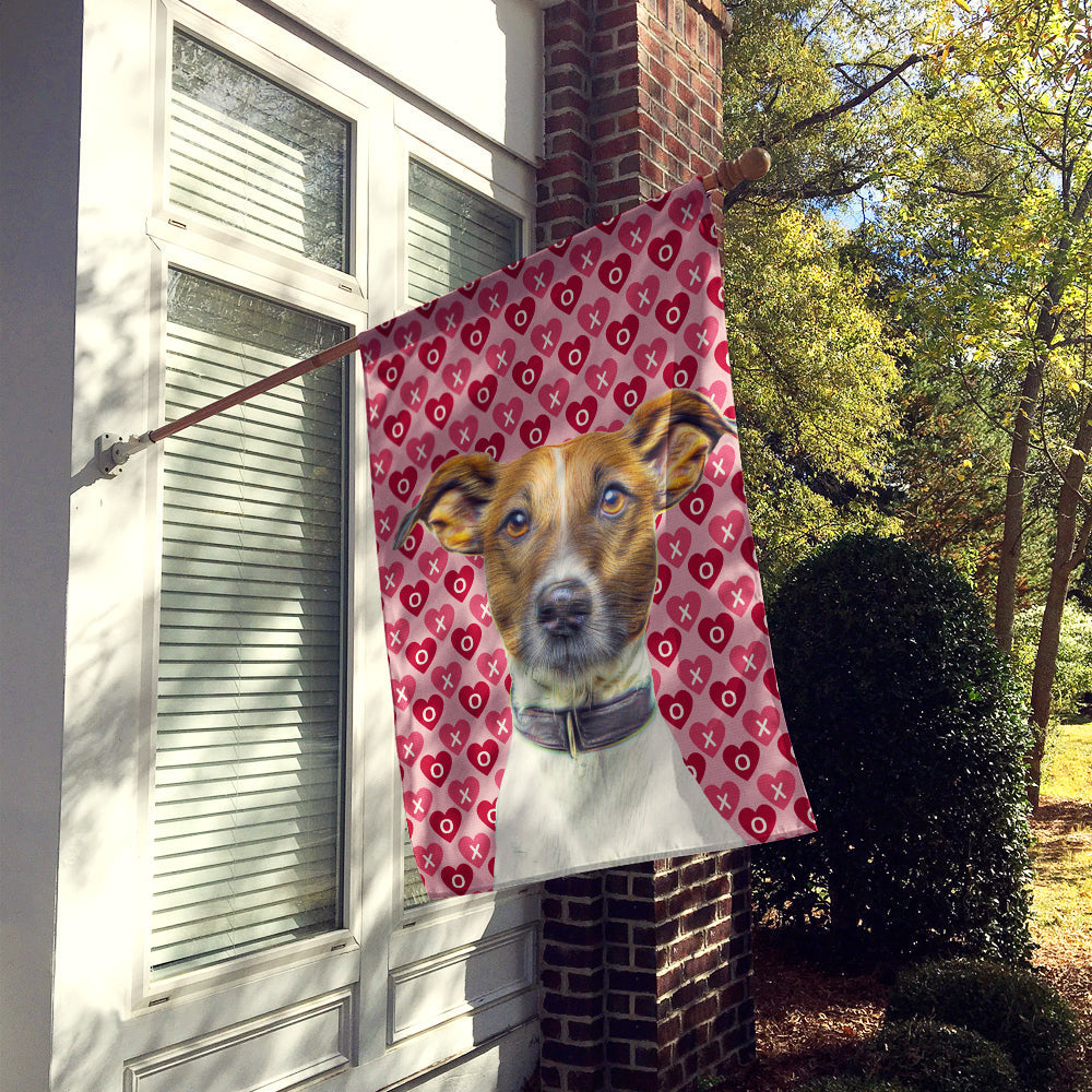 Hearts Love and Valentine's Day Jack Russell Terrier House Flag 28x40 Porch Sleeve Pole Decorative Outside Yard Banner Artwork Wall Hanging, Polyester